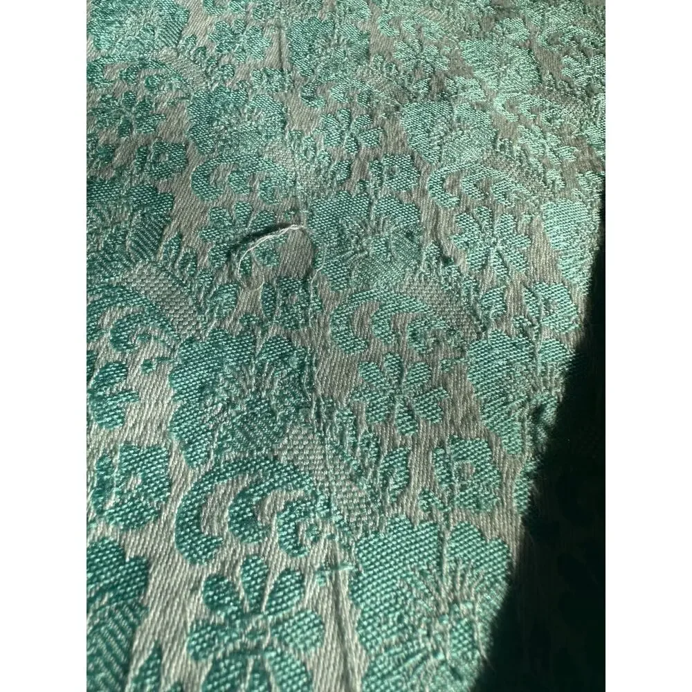 Vintage damask throw blanket floral jacquard woven Gangi blue jacquard teal